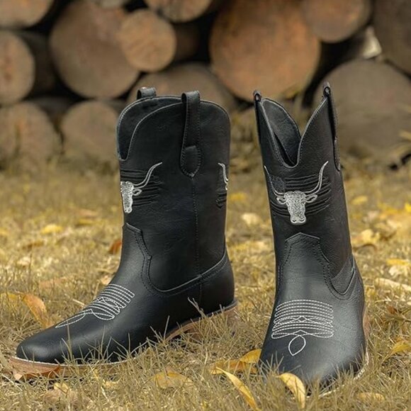NEW! Western Men\'s Boots Vegan/Genuine Leather with Classic Patriot Pull On Boot